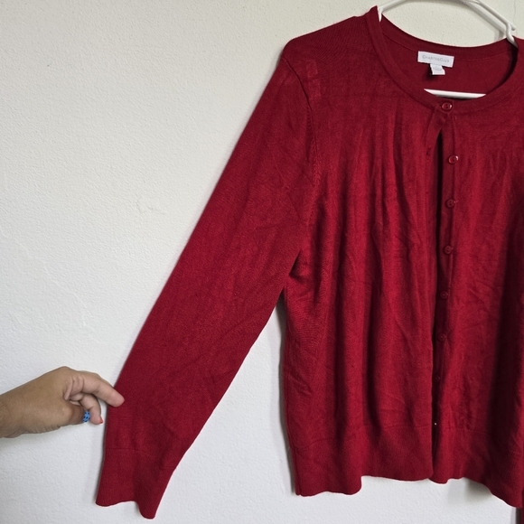 Charter Club Long-Sleeve Button-Front Red Cardigan Sweater Large - Picture 9 of 11